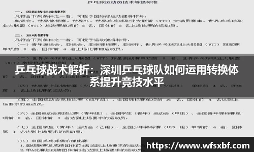 乒乓球战术解析：深圳乒乓球队如何运用转换体系提升竞技水平
